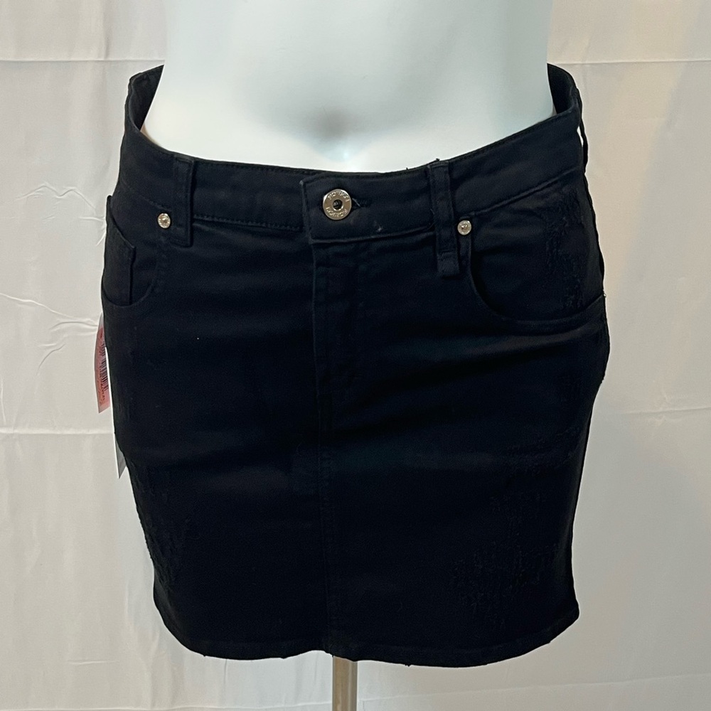 Fiorucci Black Distressed Mini Skirt